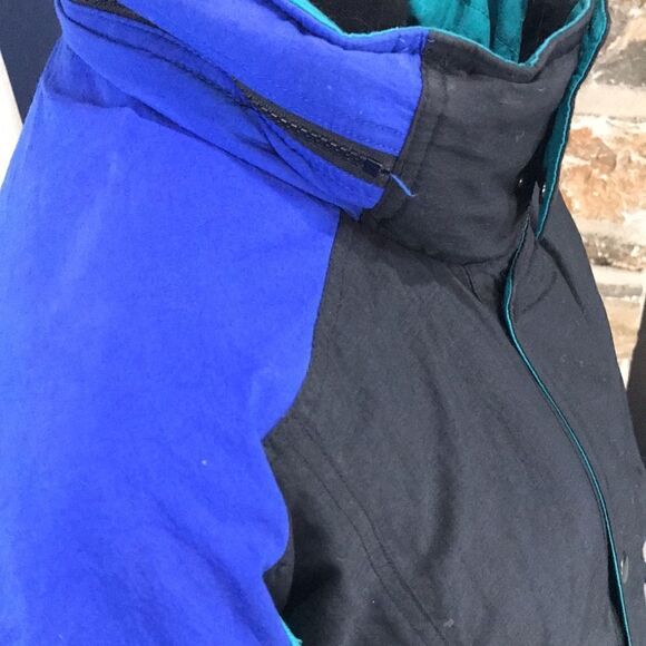 Dash Vintage Down Feather Women's Jacket, Large, Blue, Black, & Green - Picture 3 of 10